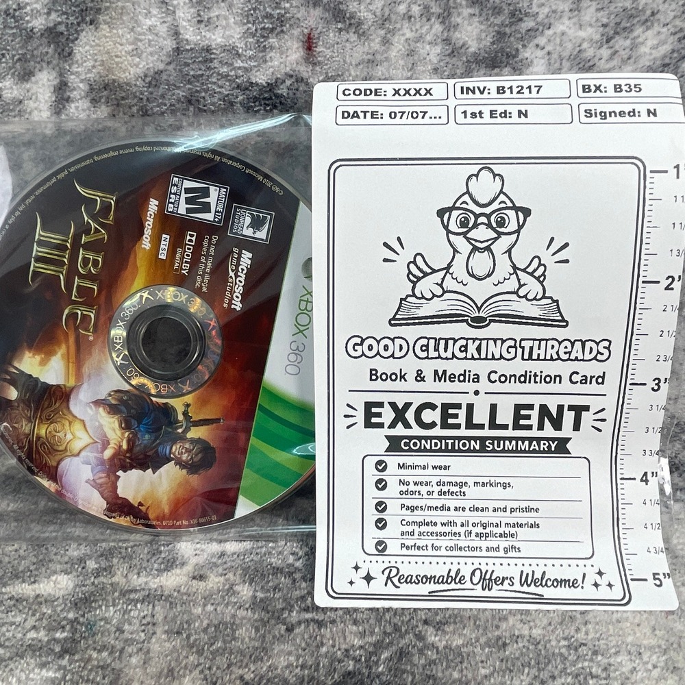 Fable III 3 Xbox 360 Microsoft Lionhead 2010 Action RPG Game Disc Only